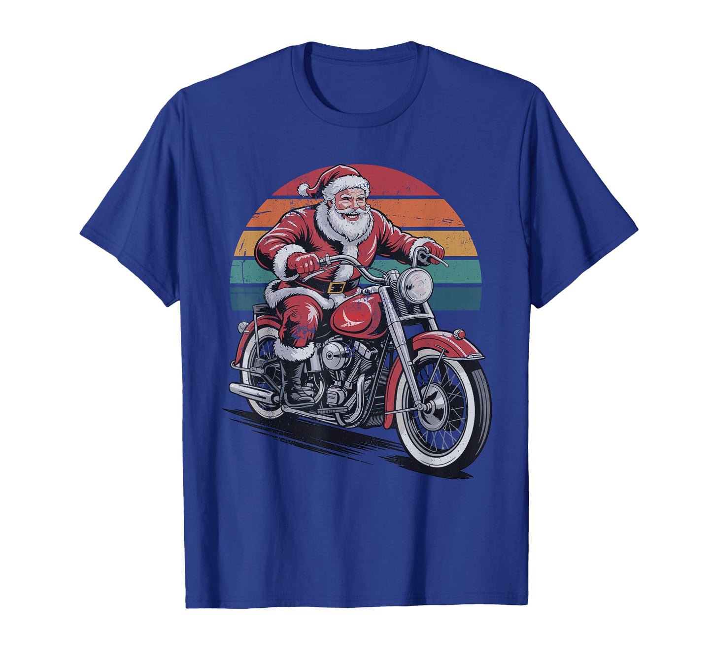 Retro Vintage Santa Riding Motorcycle Christmas Holiday T-Shirt
