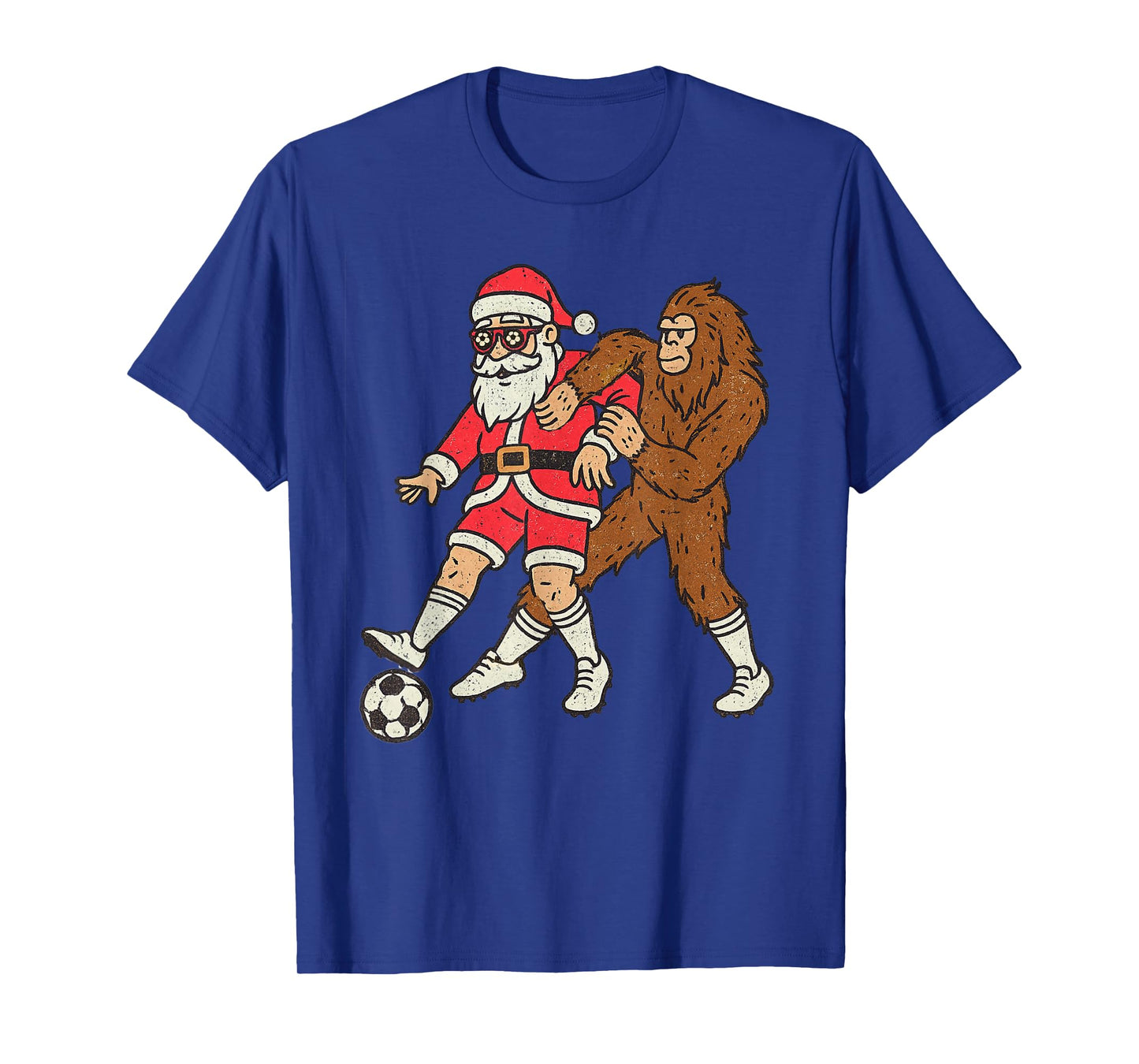 Santa Sasquatch Playing Soccer Christmas Funny Xmas Holiday T-Shirt