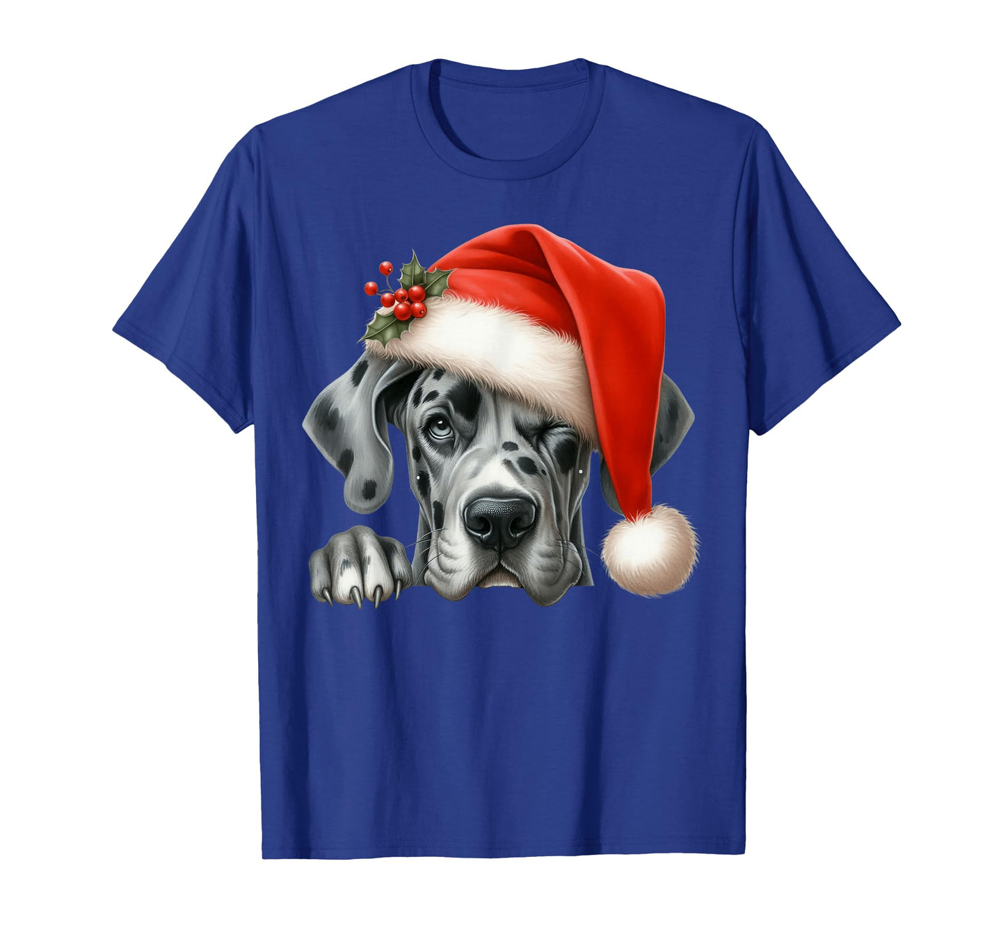 Great Dane Dog Christmas Santa Hat Dog Mom Dad T-Shirt