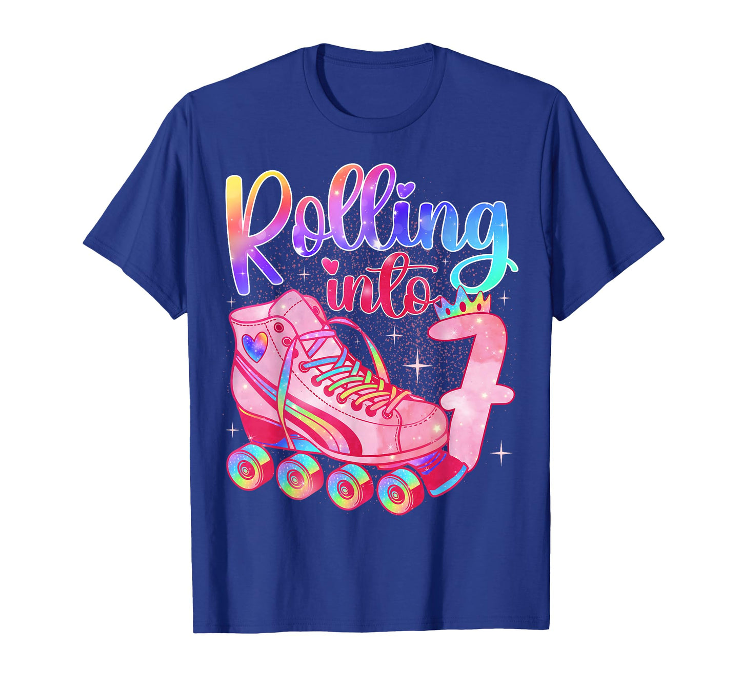 Kids Rolling Into 7 Roller Skating 7th Birthday Party Girl T-Shirt