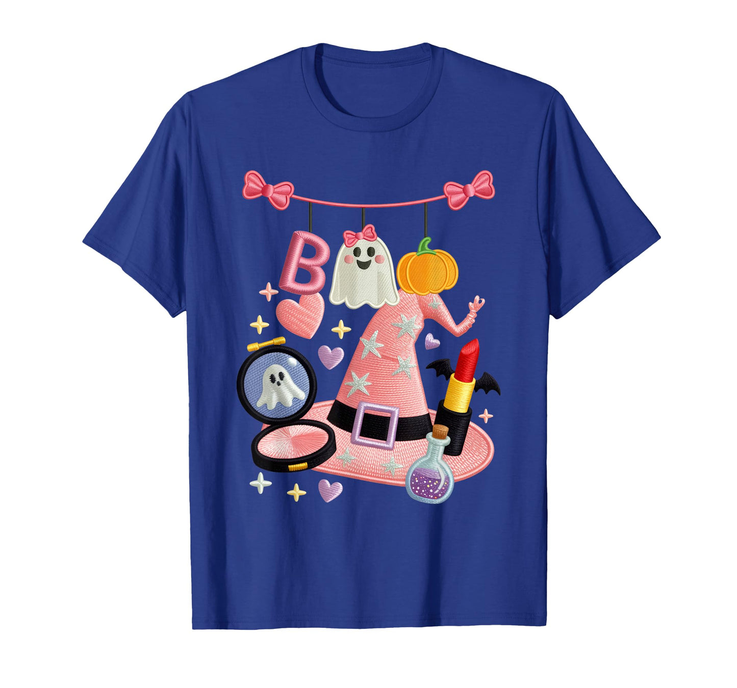 Boho Coquette Bow Halloween Makeup Witch Hat Ghost Cute Fun T-Shirt