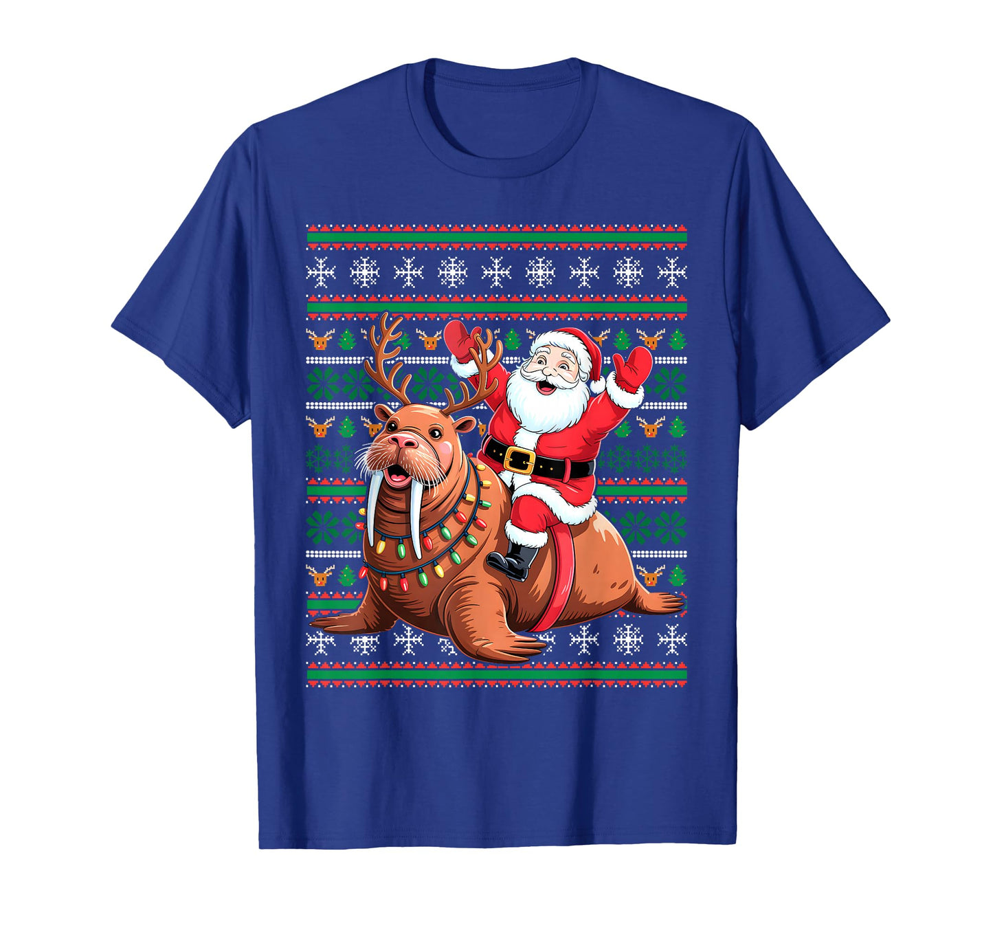 Xmas Holiday Ugly Santa Riding Sea Lion Christmas T-Shirt
