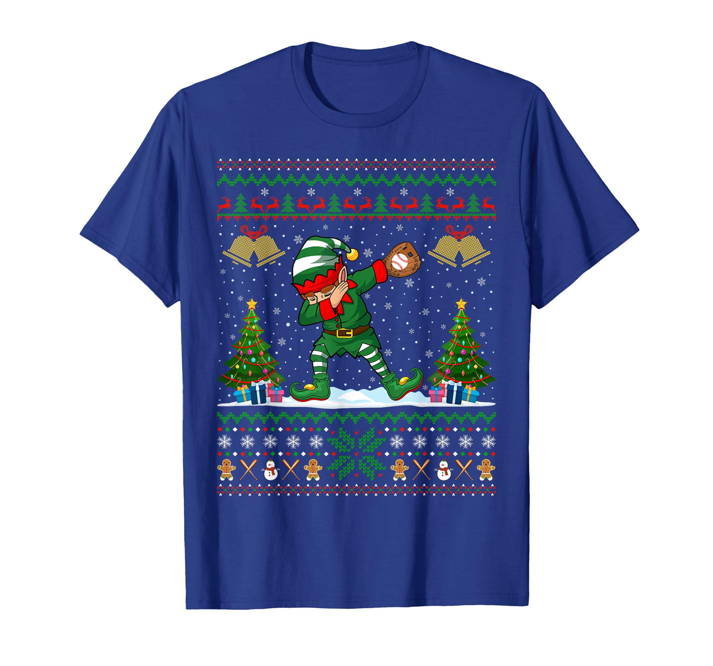 Ugly Xmas Pajamas Dabbing Elf Baseball Player Christmas T-Shirt