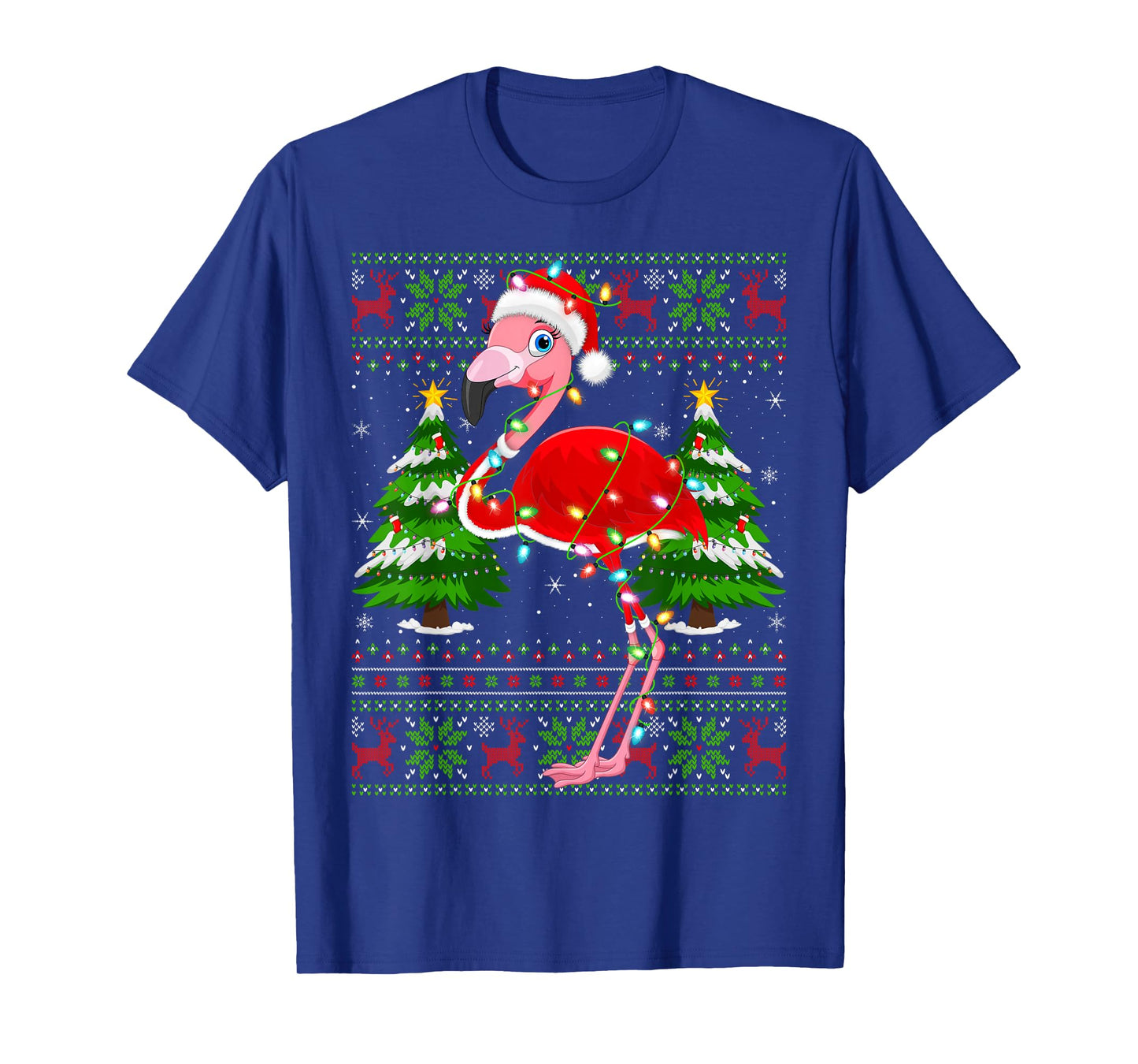 Flamingo Christmas Lights Santa Costume Ugly Xmas Sweaters T-Shirt