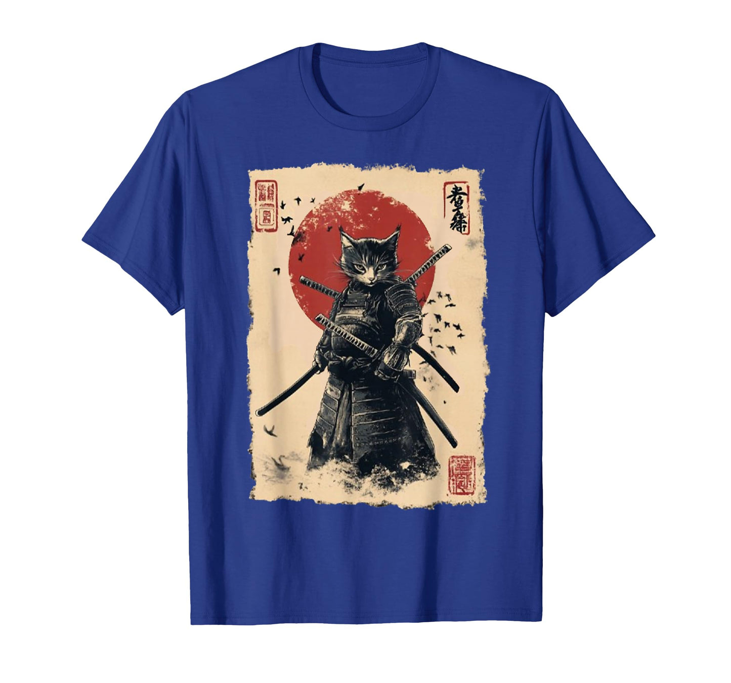 Vintage Japanese Art anime graphic samurai cat warrior T-Shirt