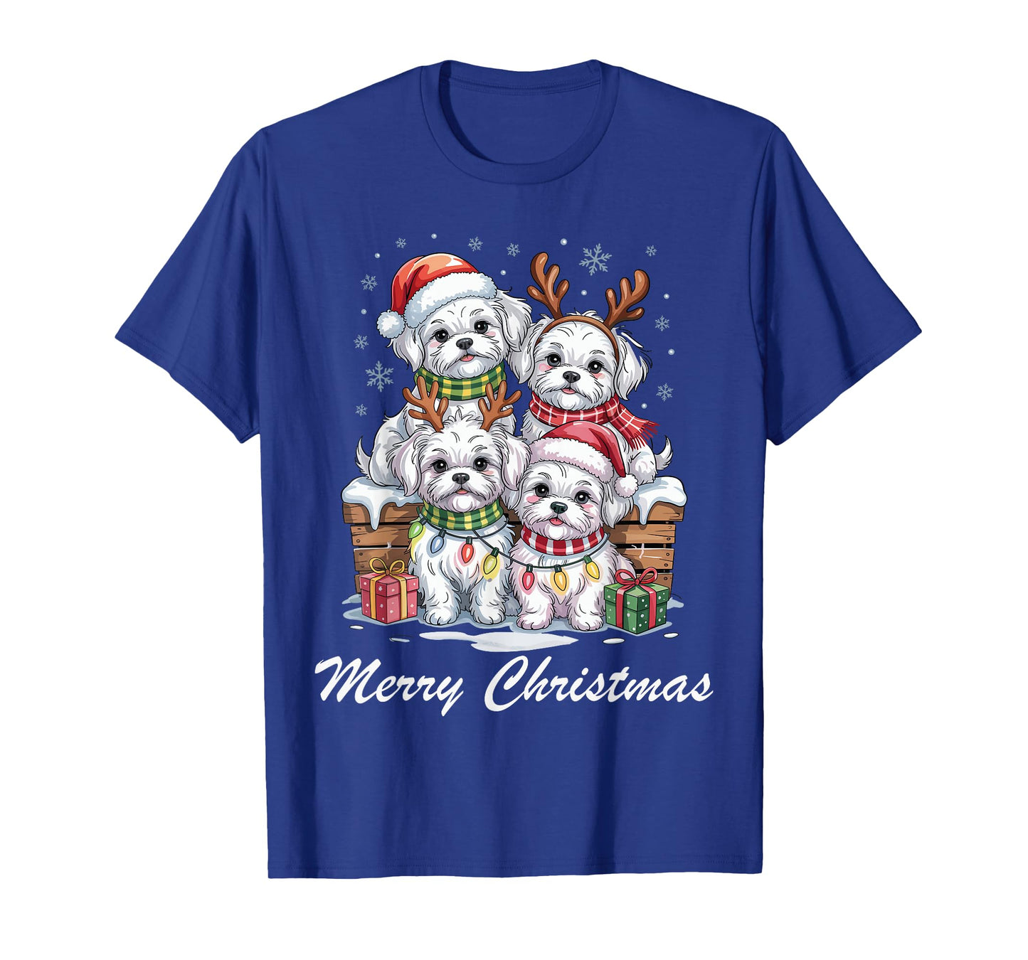 Maltese Merry Christmas Funny Dog Lovers Holiday Pajama T-Shirt