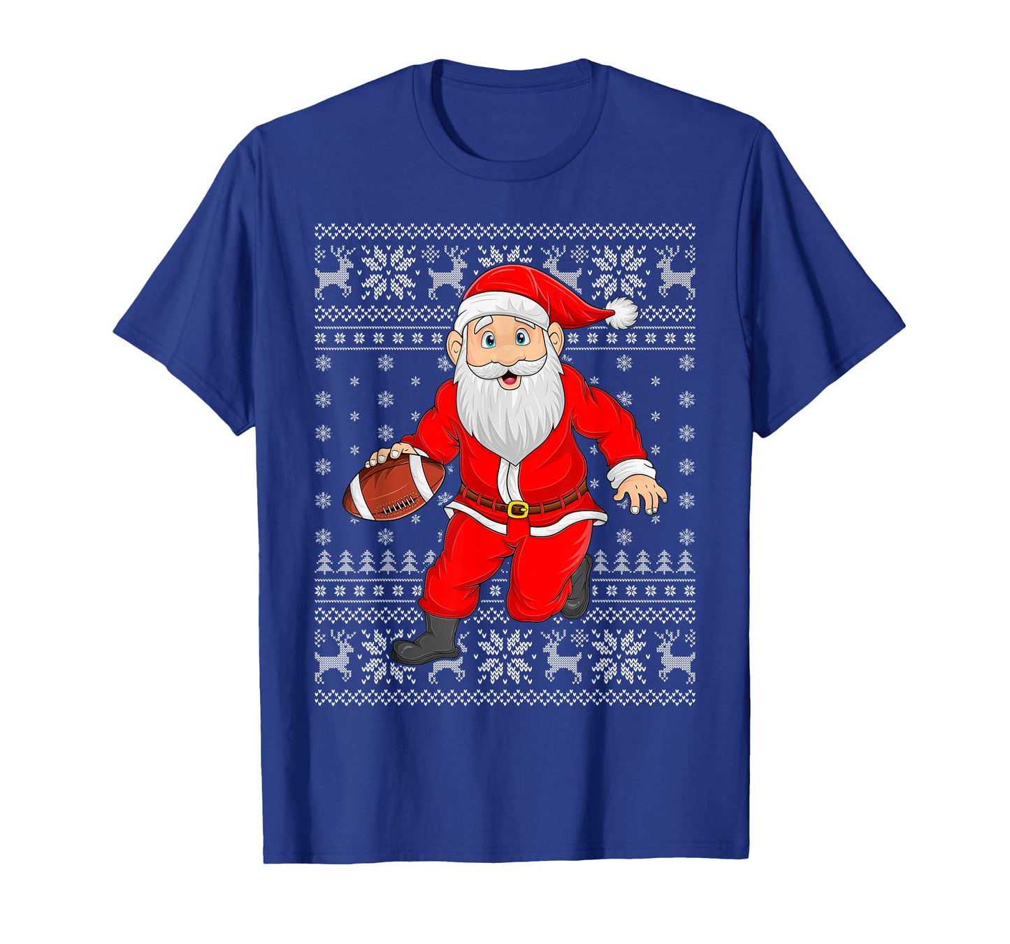 Santa Playing Football Ugly Christmas Sweaters Xmas T-Shirt