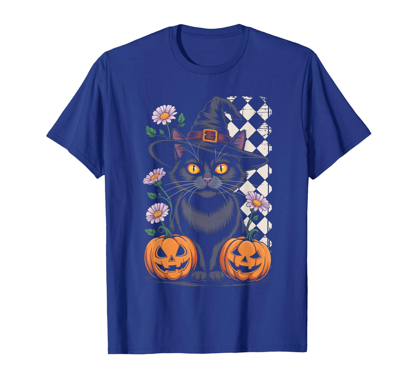 Cute Witch Cat Halloween Pumpkin Floral Aesthetic Tee T-Shirt