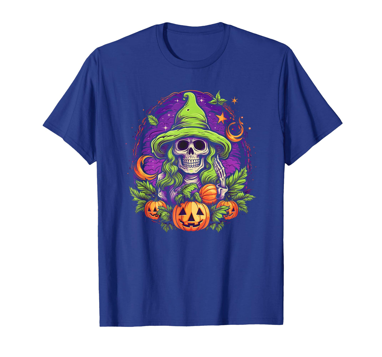 Funny Sarcastic Cannabis Weed Pumpkin Witch Halloween Skull T-Shirt