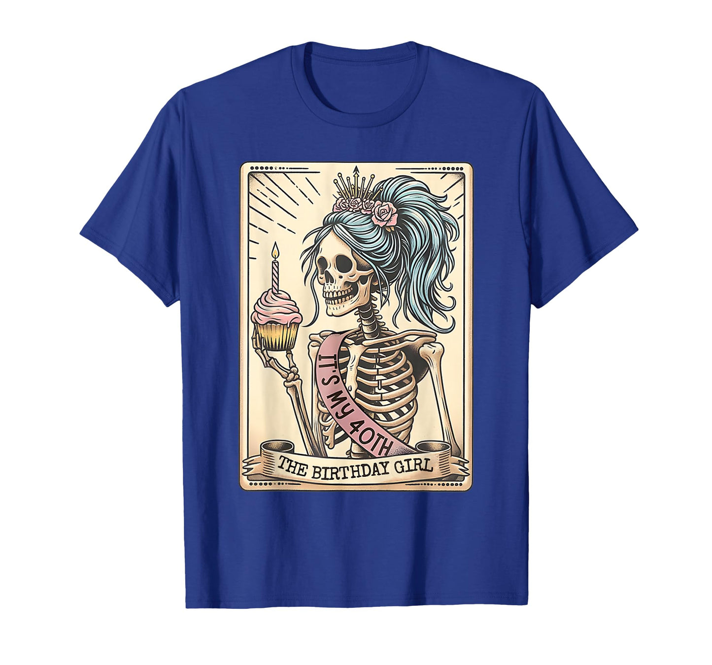 Funny 40th Birthday Skeleton Tarot Card Retro Gothic T-Shirt