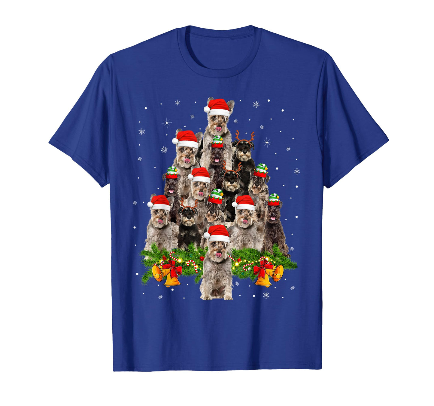 Miniature Schnauzer Christmas Tree Lights Santa Pet Dog Xmas T-Shirt