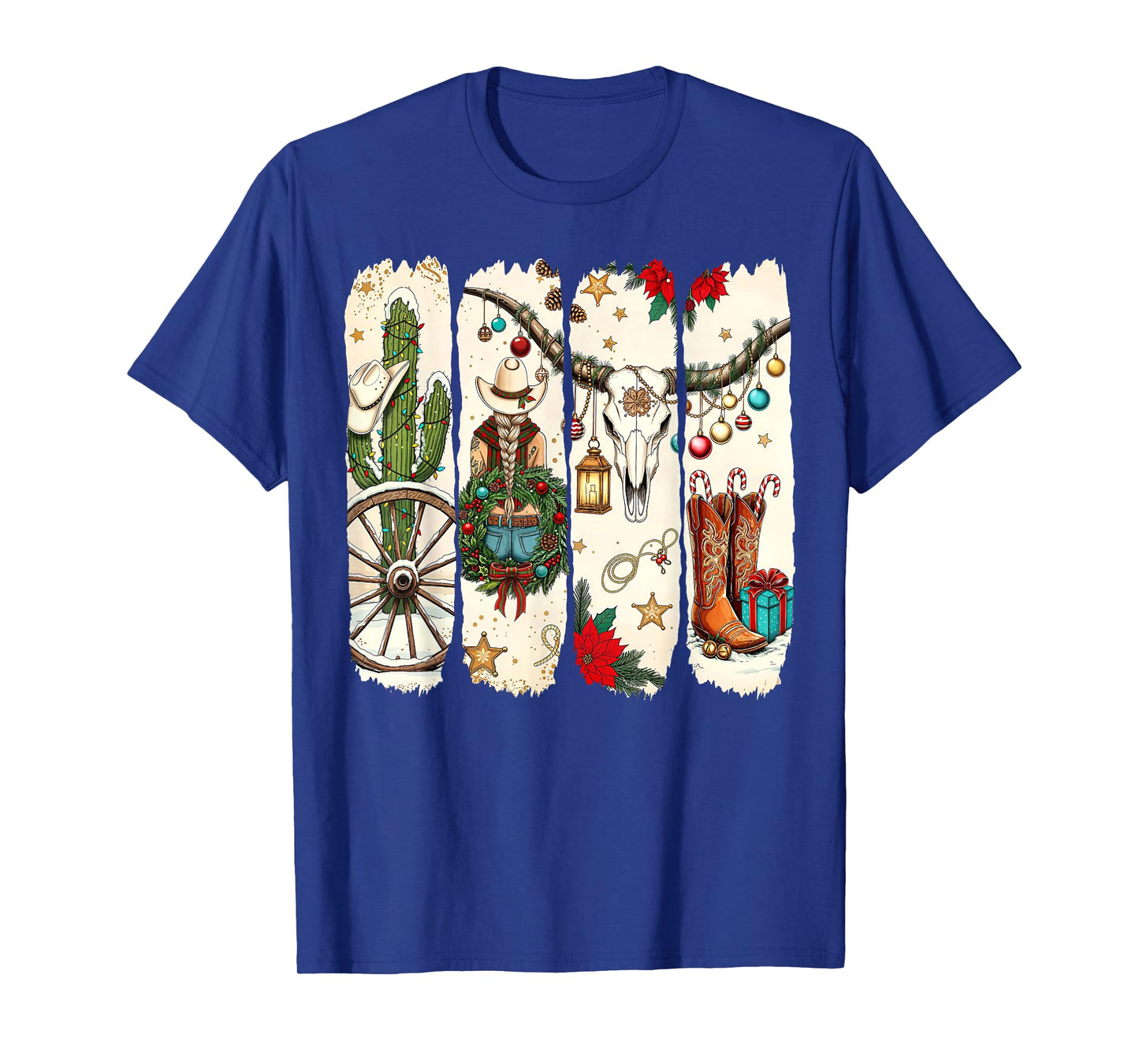 Howdy Christmas Retro Cowgirl Boot Western Xmas Holiday T-Shirt