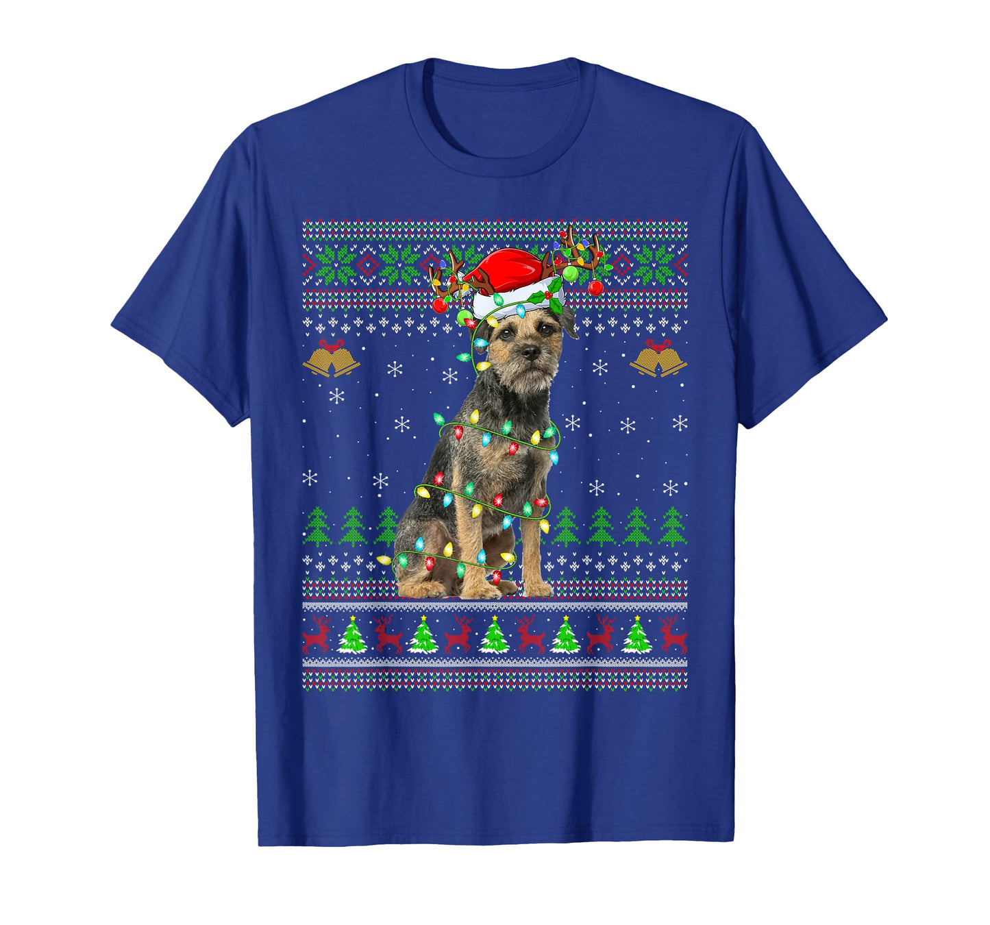 Border Terrier Dog Ugly Christmas Sweater Holiday Santa Xmas T-Shirt
