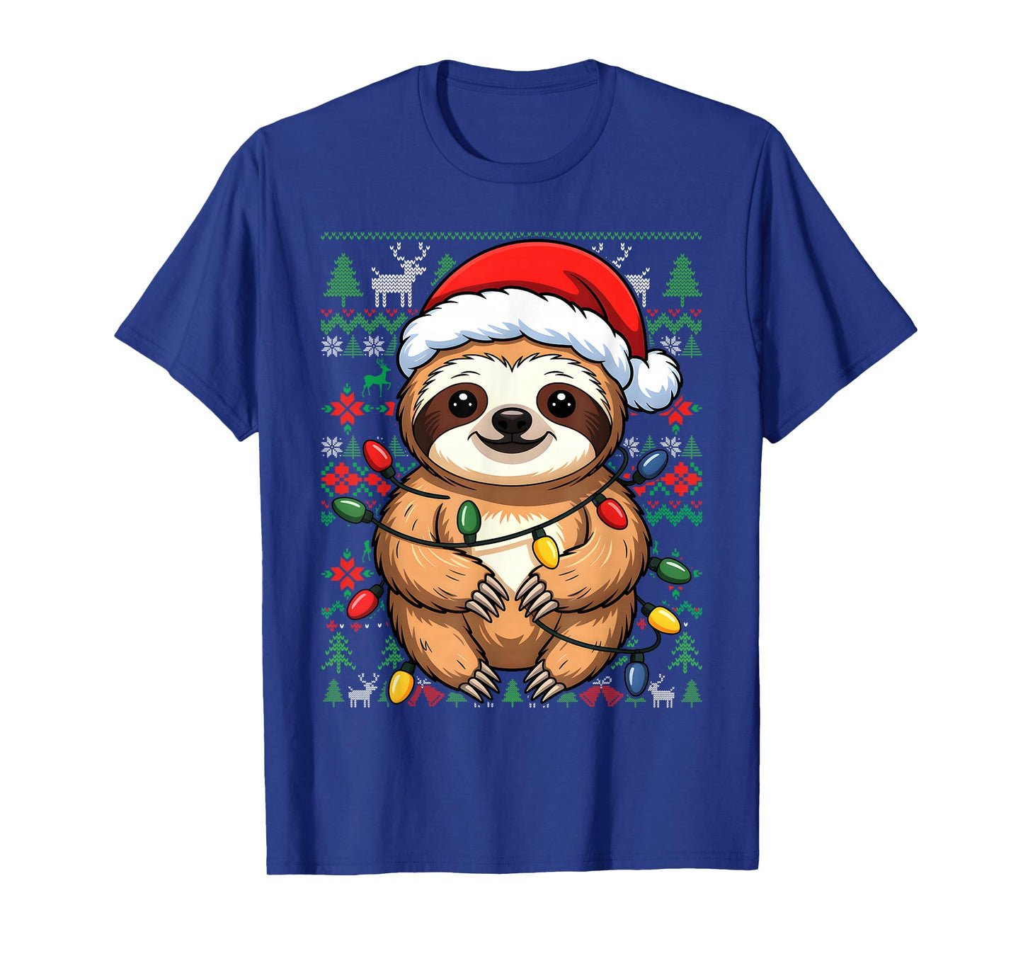 Sloth Santa Hat Ugly Christmas Pajama Cute Animal X-Mas T-Shirt