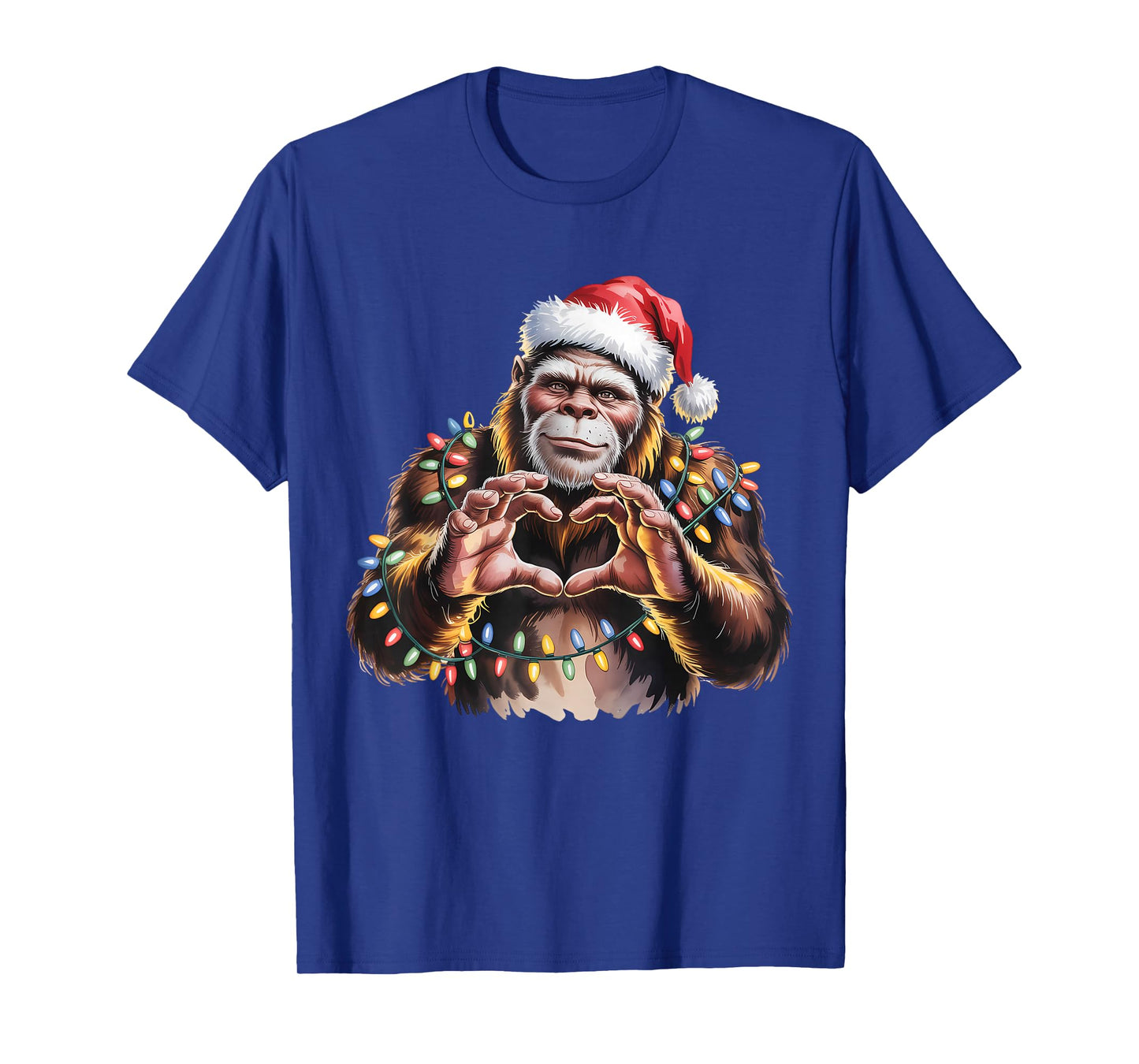 Bigfoot Heart Santa Hat Christmas T-Shirt
