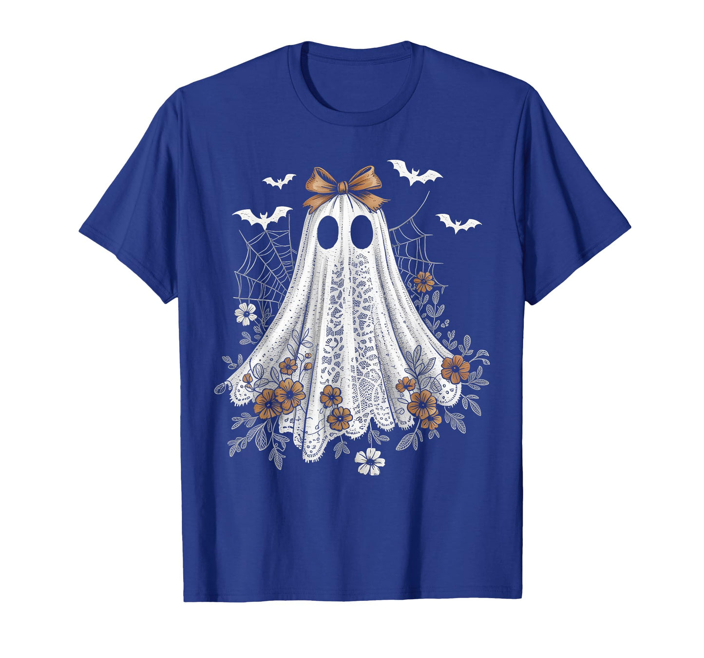 Coquette Ghost Halloween Flower Ghost Spooky Lace Ghost T-Shirt