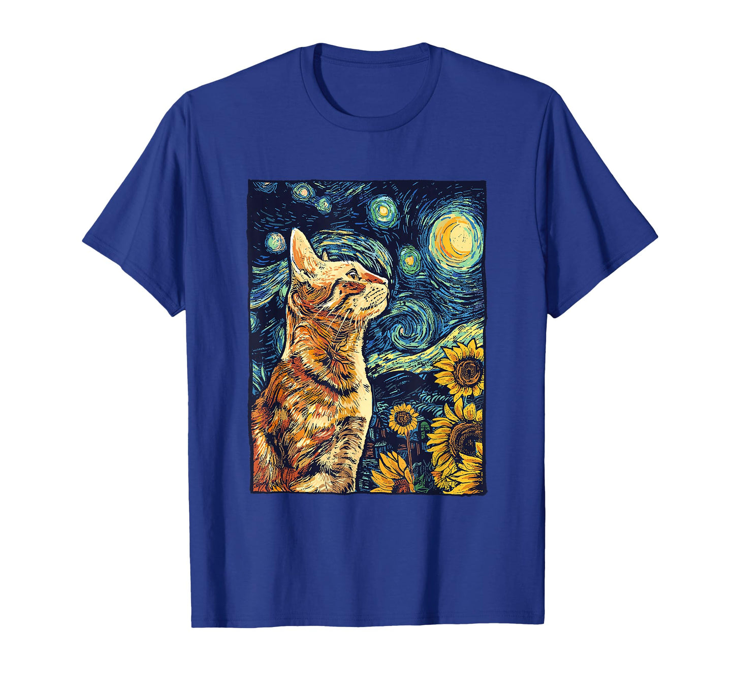 Van Gogh Starry Night Cat Shirt Van Gogh Cat Painting T-Shirt