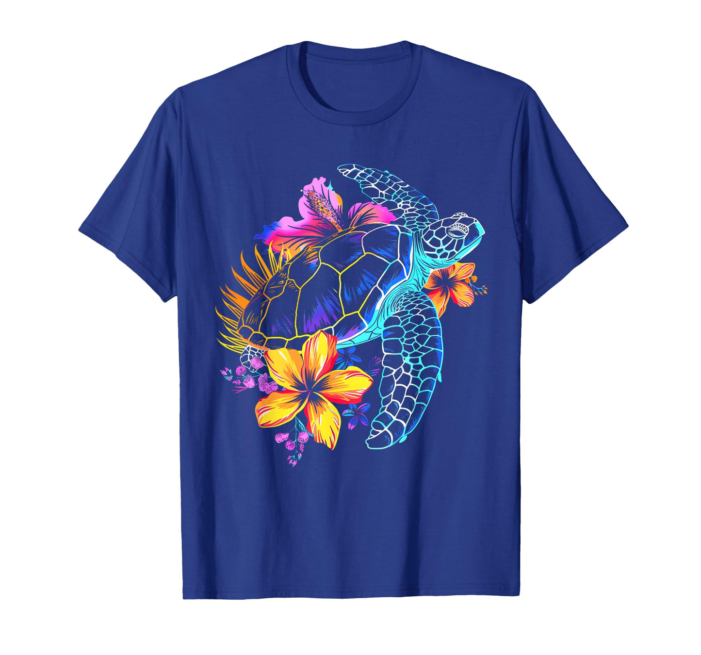 Sea Turtle Hawaiian Flowers Hawaii Scuba Diving Diver T-Shirt