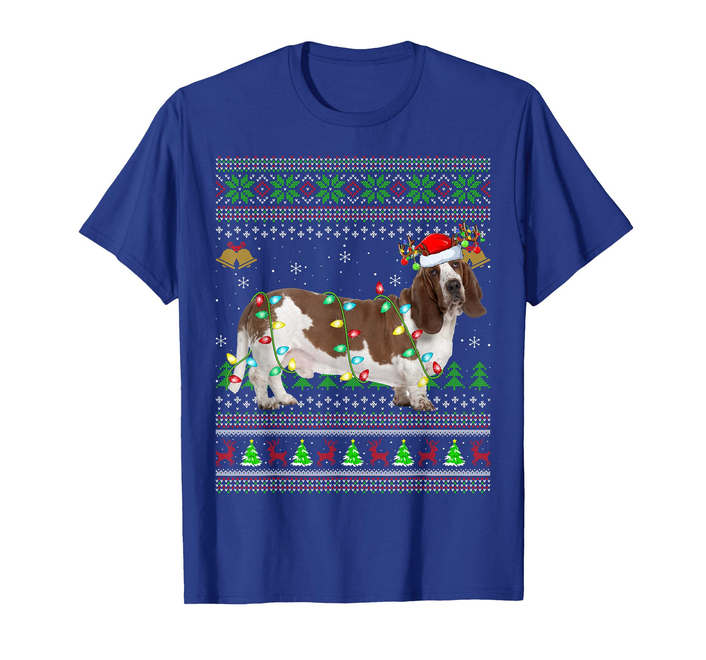 Basset Hound Dog Ugly Christmas Sweaters Holiday Santa Xmas T-Shirt