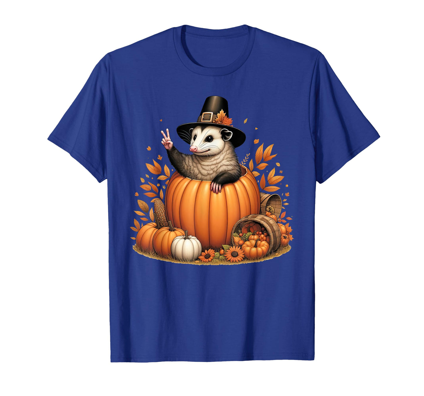 Autumn Pumpkin Fall Possum Thanksgiving Womens Mens Kids T-Shirt