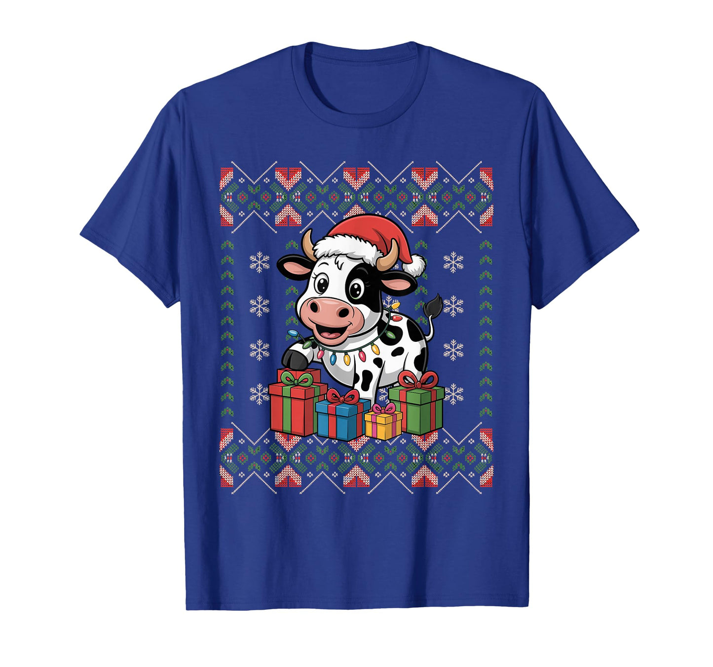 Santa Cow Christmas Ugly Sweater Funny Holiday Pajamas T-Shirt