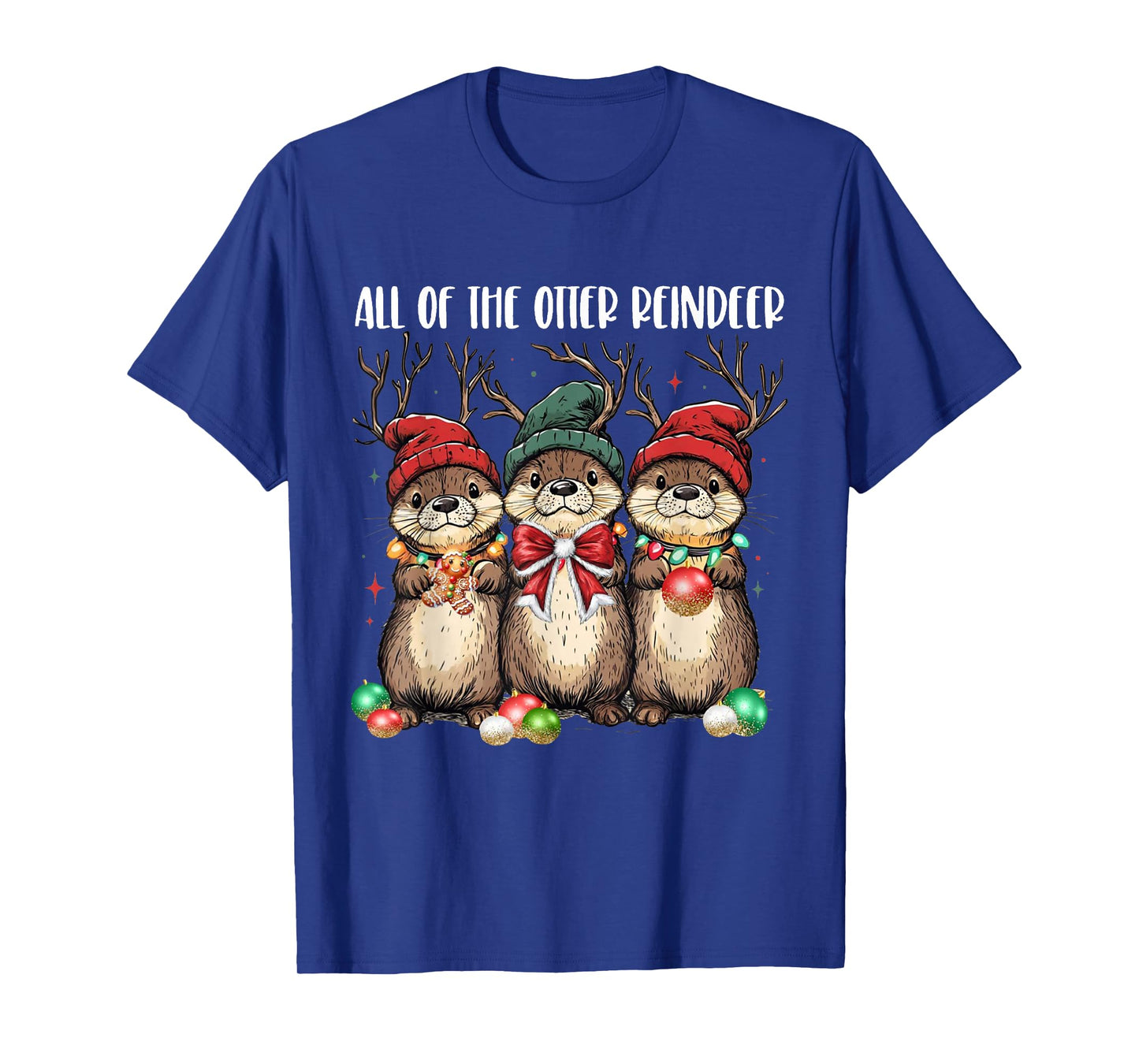All of The Otter Reindeer Christmas Otters Santa Xmas Pajama T-Shirt