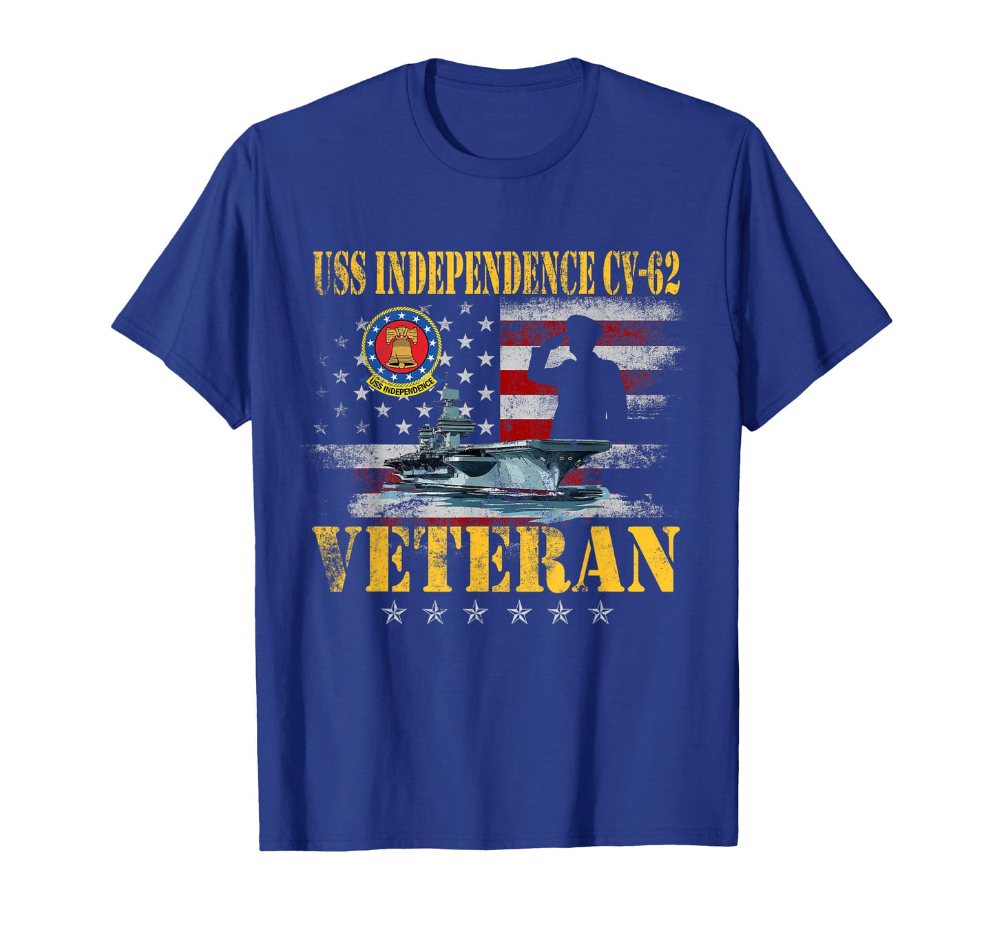 Vintage USS Independence CV-62 Aircraft Carrier Flag Veteran T-Shirt