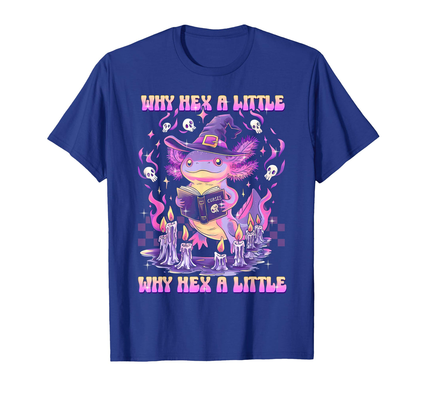 Funny Hexalotl Axolotl Witch Magic Halloween Pun T-Shirt
