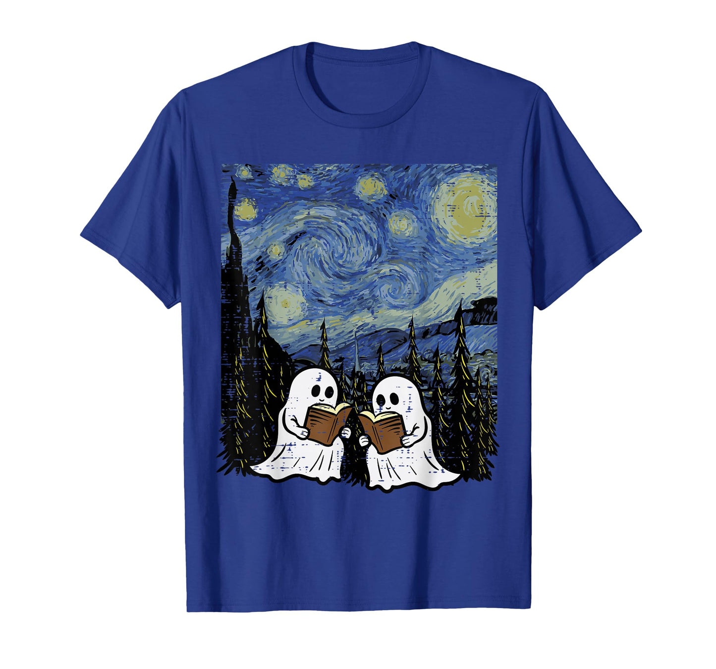 Halloween Ghosts Books Starry Night Costume Men Women Kids T-Shirt