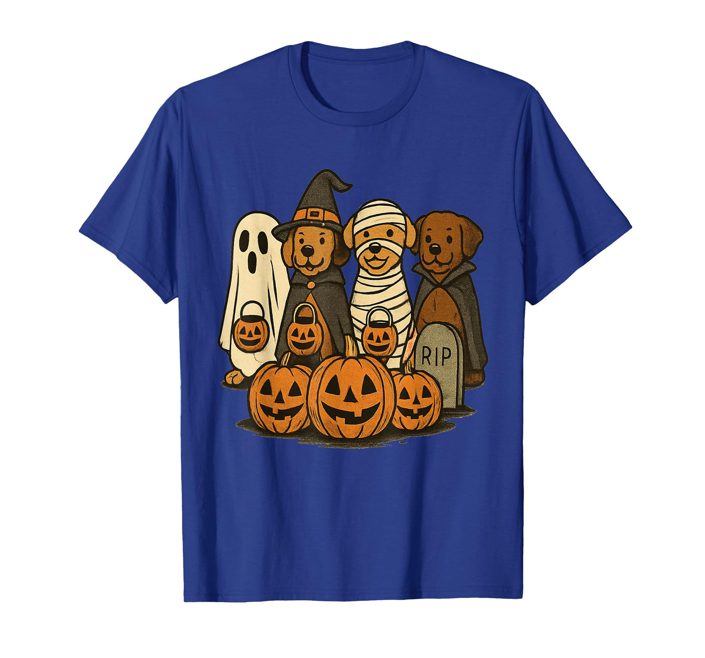 Halloween Dogs in Costumes Pumpkin Squad Cute Spooky Art T-Shirt