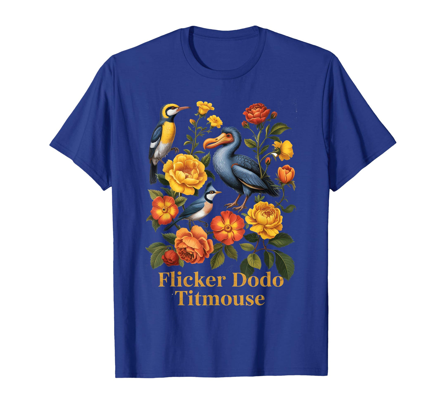 Funny Flicker Dodo Titmouse Vintage Floral Shirt Womens Mens T-Shirt