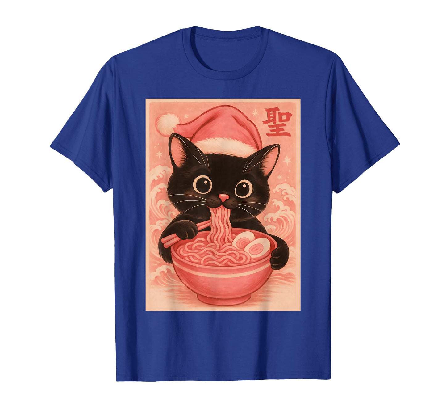 Christmas Cat Pink Santa Kawaii Anime Christmas Ramen Cat T-Shirt