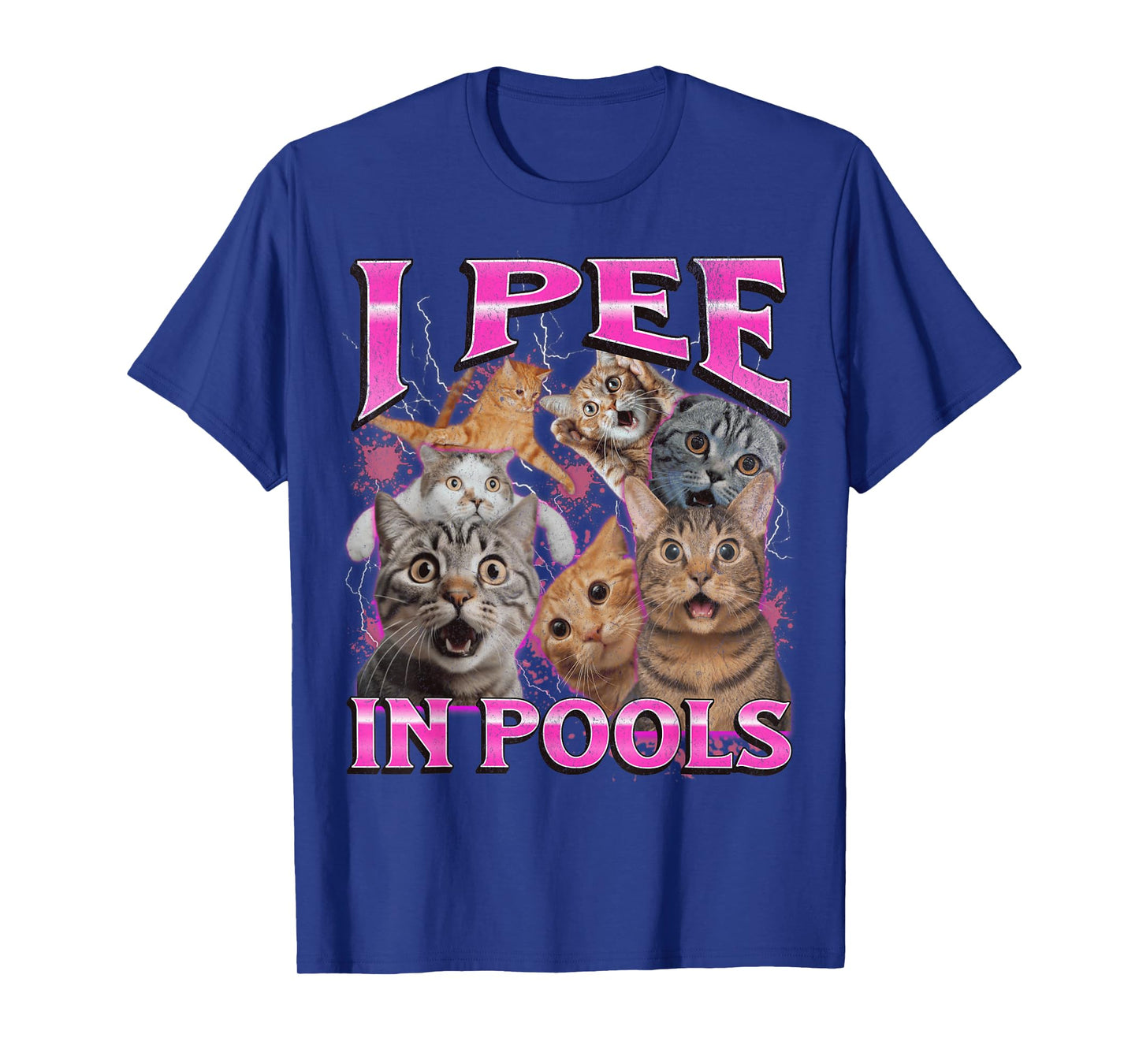 I Pee In Pools Funny Unhinged Cat Meme Bootleg Graphic 90s T-Shirt