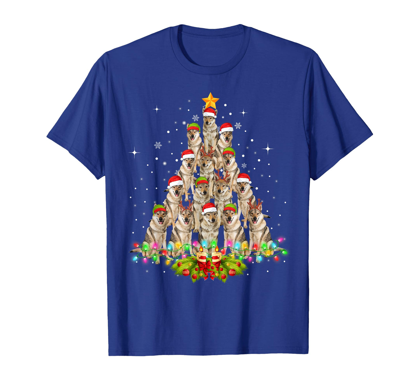 Wolfs Tree Christmas Sweater Xmas Pet Animal Wolf Lover Gift T-Shirt