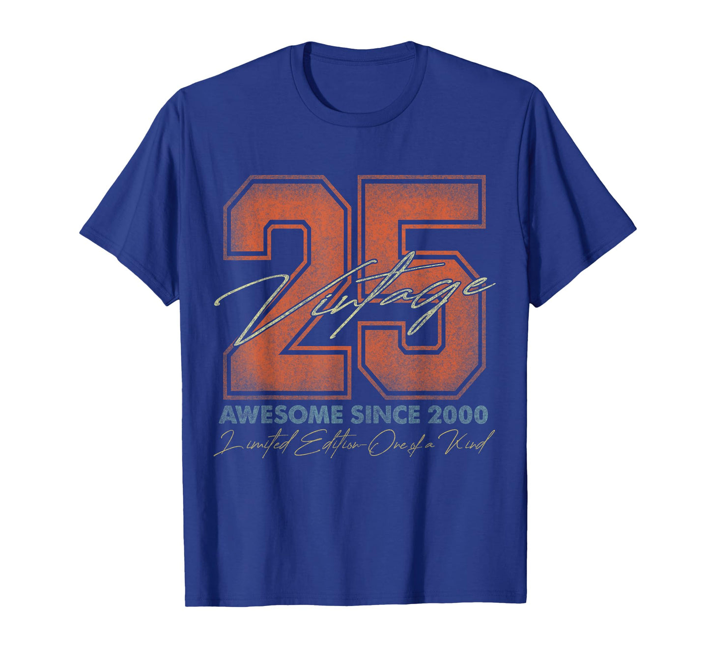 Vintage Number Shirts For Men and Women 2025 25th Birthday T-Shirt - Unisex-Adults - Black - Small - Short Sleeve - T-Shirt - Limited Edition