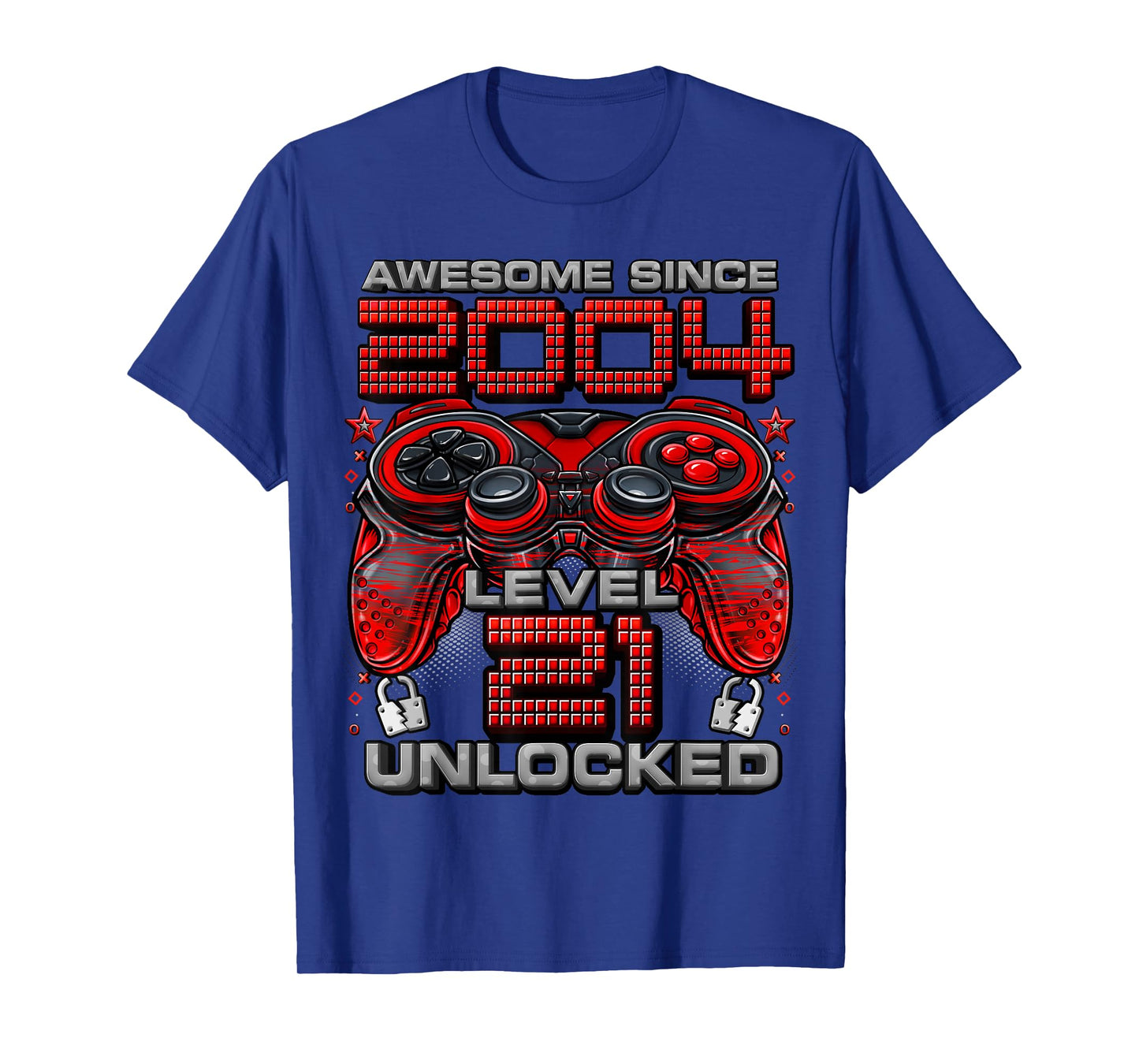 Level 21 Unlocked Awesome Since 2004 21st Birthday Gaming T-Shirt