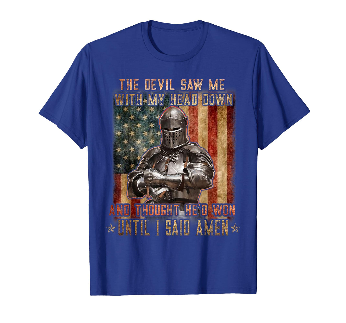The Crusader - The Devil Saw Me - Knight Templar US Flag T-Shirt