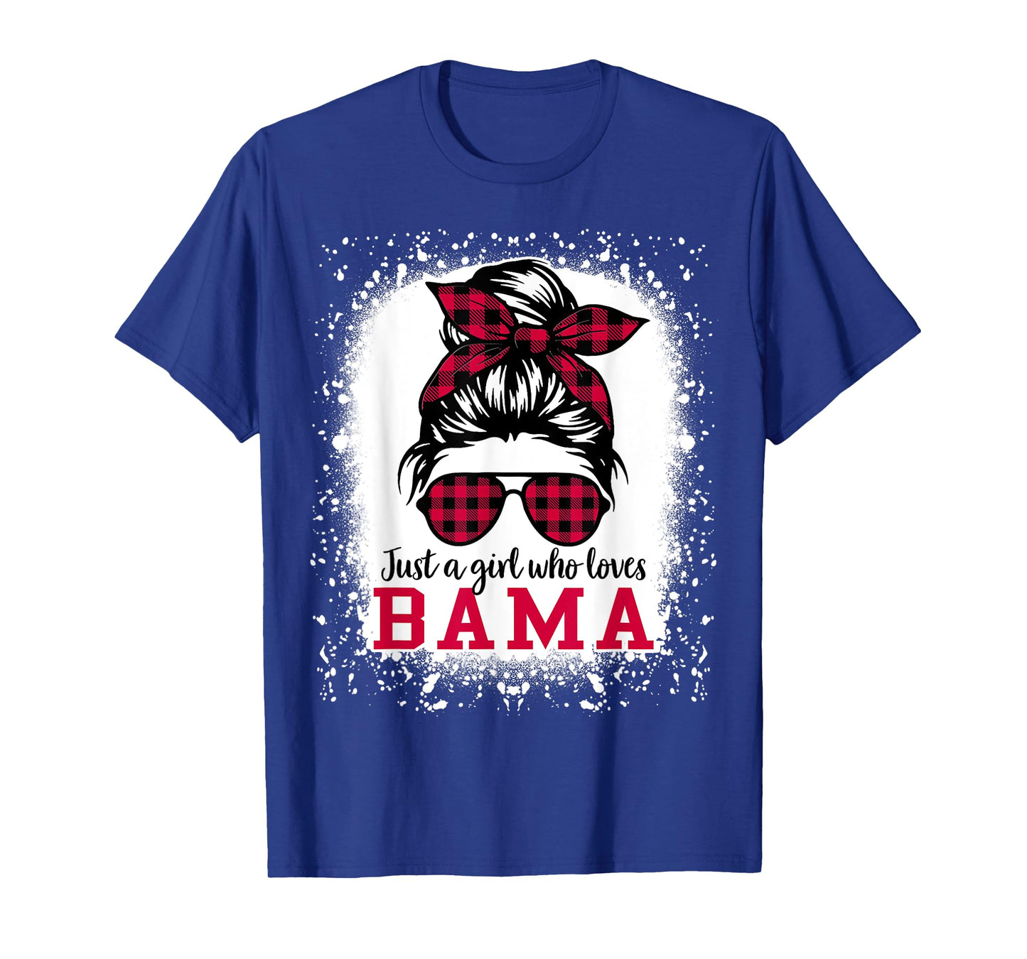 BAMA ALABAMA Women Girls Messy Bun Hair, Alabama State Pride T-Shirt
