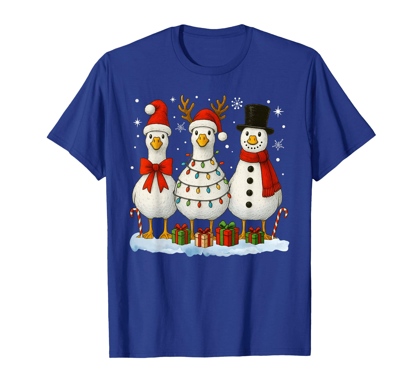 Funny Silly Goose Merry Christmas Lights Goose Xmas Pajamas T-Shirt