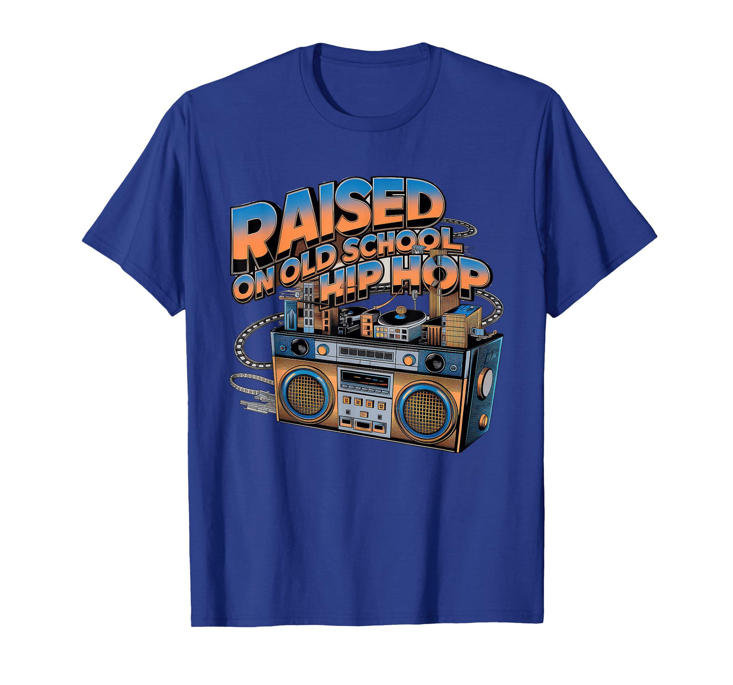 RAISED ON OLD SCHOOL HIP HOP Tshirt Cassette Graffiti Rap T-Shirt
