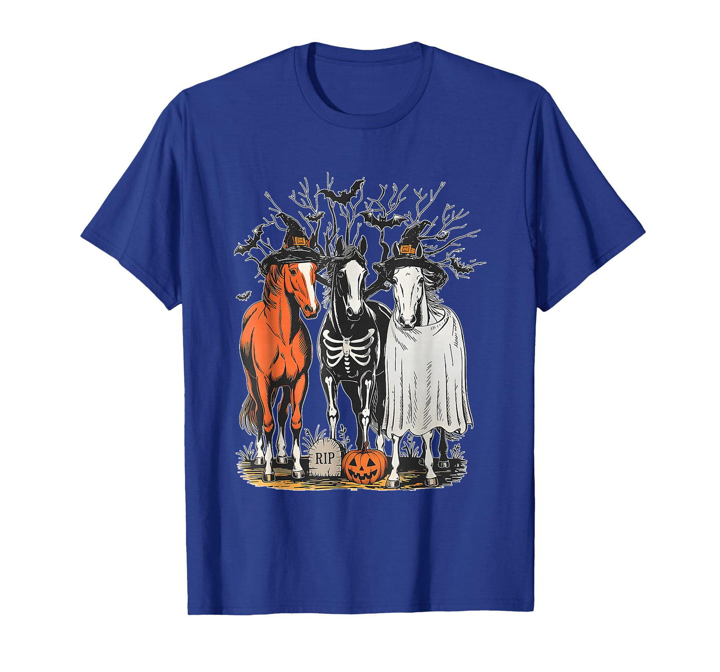 Retro Halloween Horse Skeleton Witch Spooky Horse Lover T-Shirt