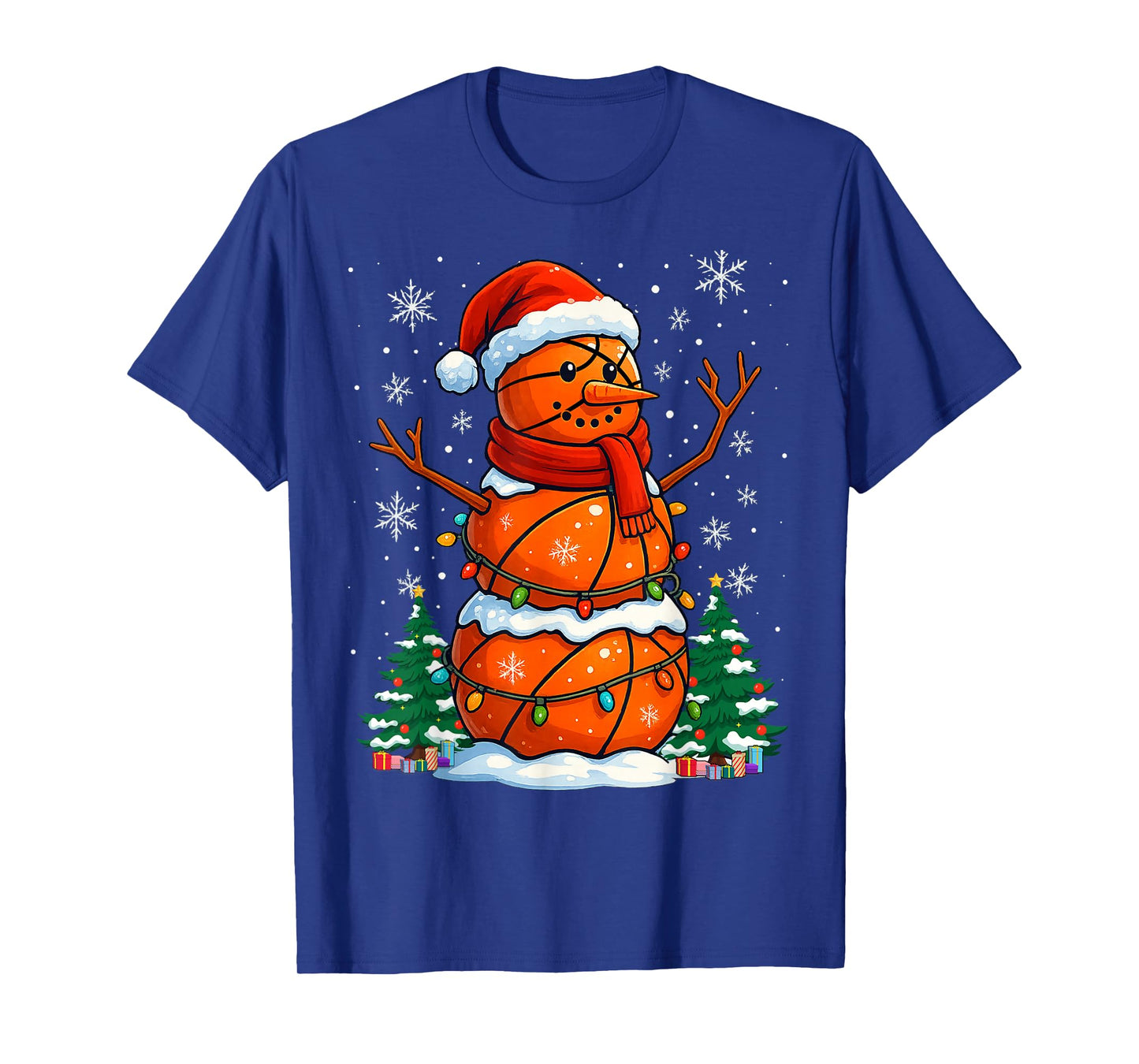 Christmas Basketball Snowman Holiday Sports Xmas Pajamas T-Shirt