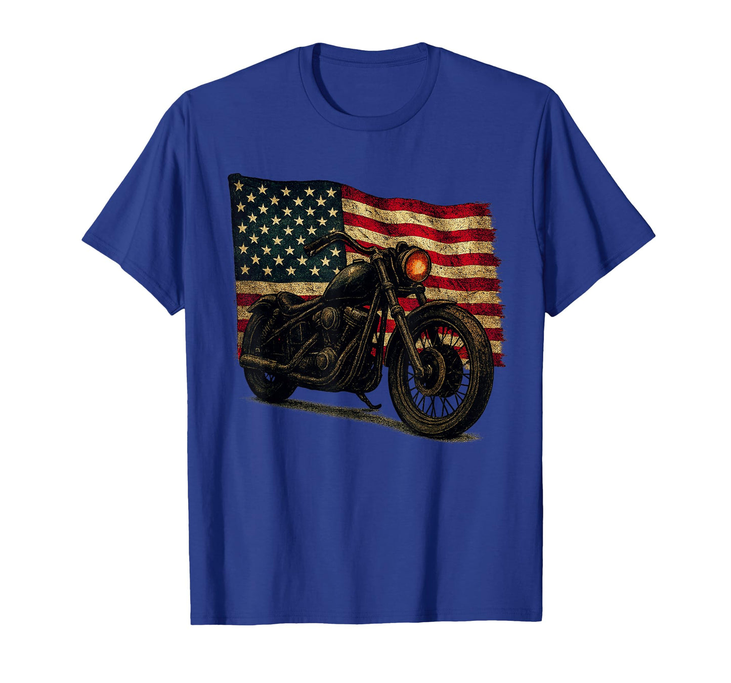 Vintage USA Flag Motorcycle American Biker Retro Distressed T-Shirt