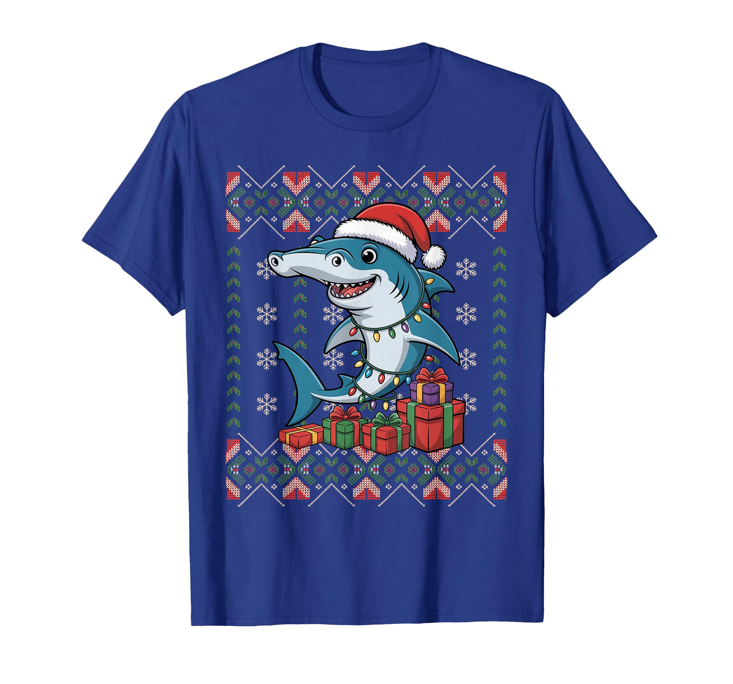 Santa Hammerhead Shark Christmas Ugly Sweater Funny Holiday T-Shirt