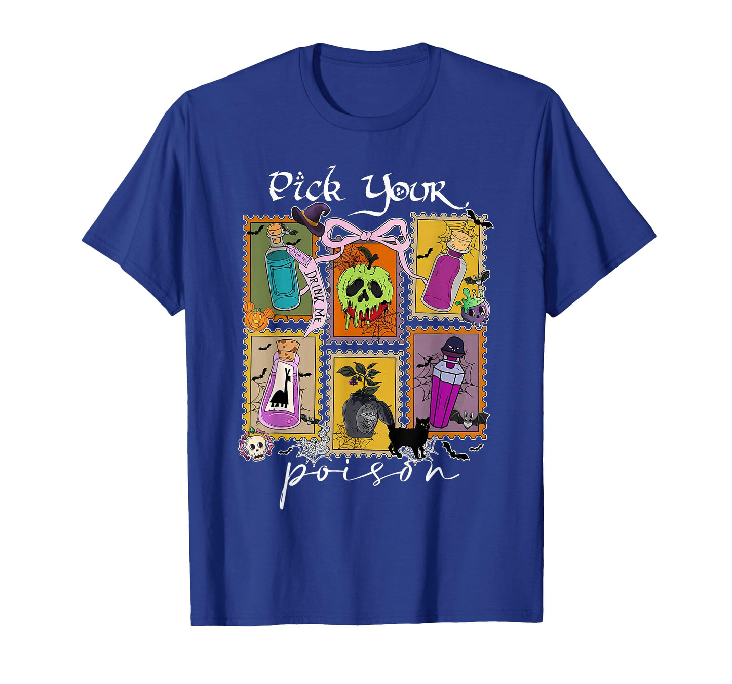 Pick Your Poison Vintage Stamps Bow Halloween Witch Party T-Shirt
