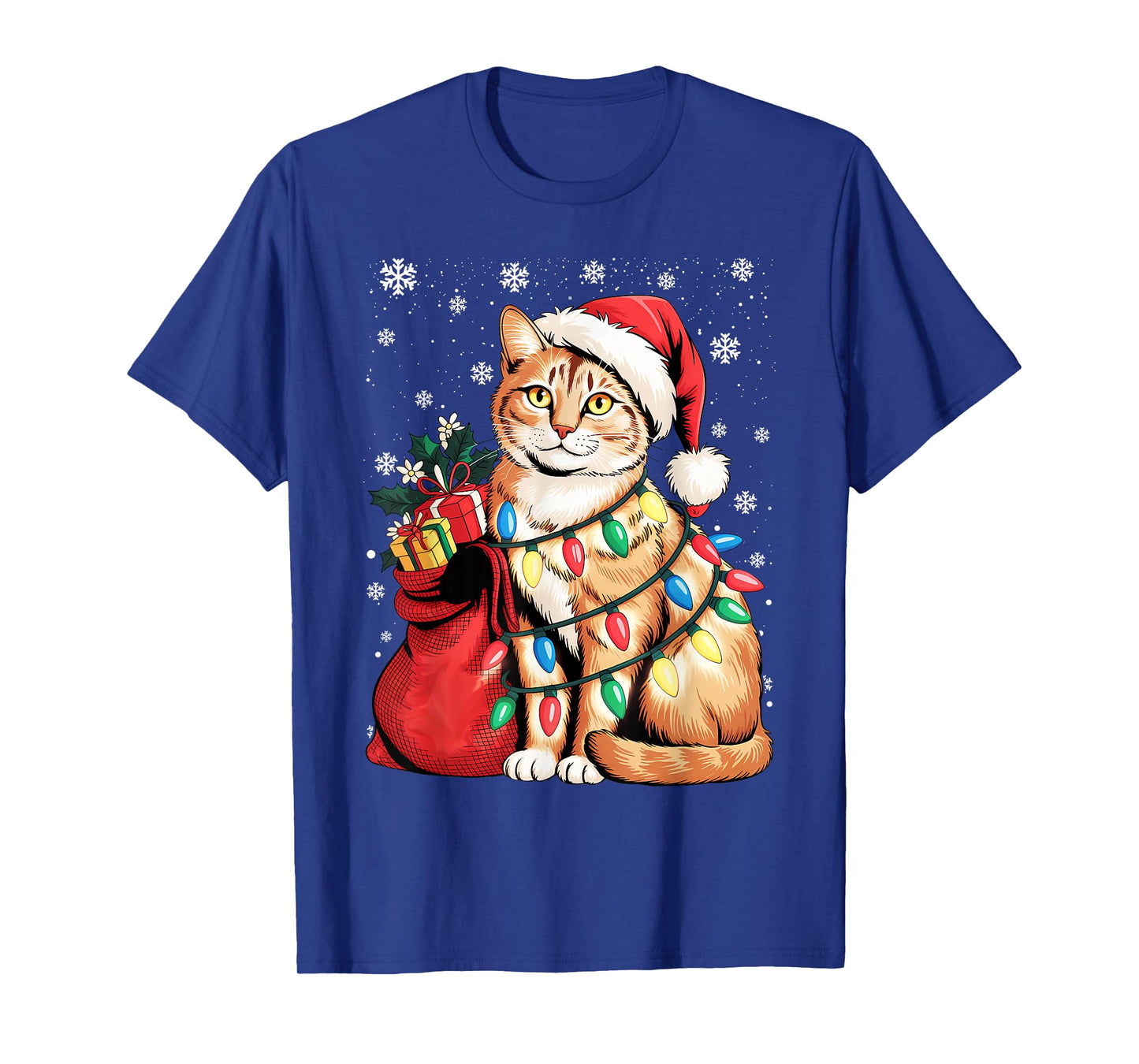 Cat Christmas Tree Santa Funny Xmas Lover T-Shirt