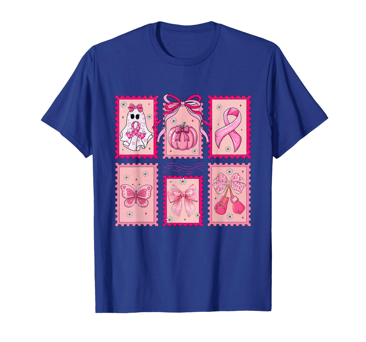 Coquette Floral Ghost Halloween Breast Cancer Awareness T-Shirt