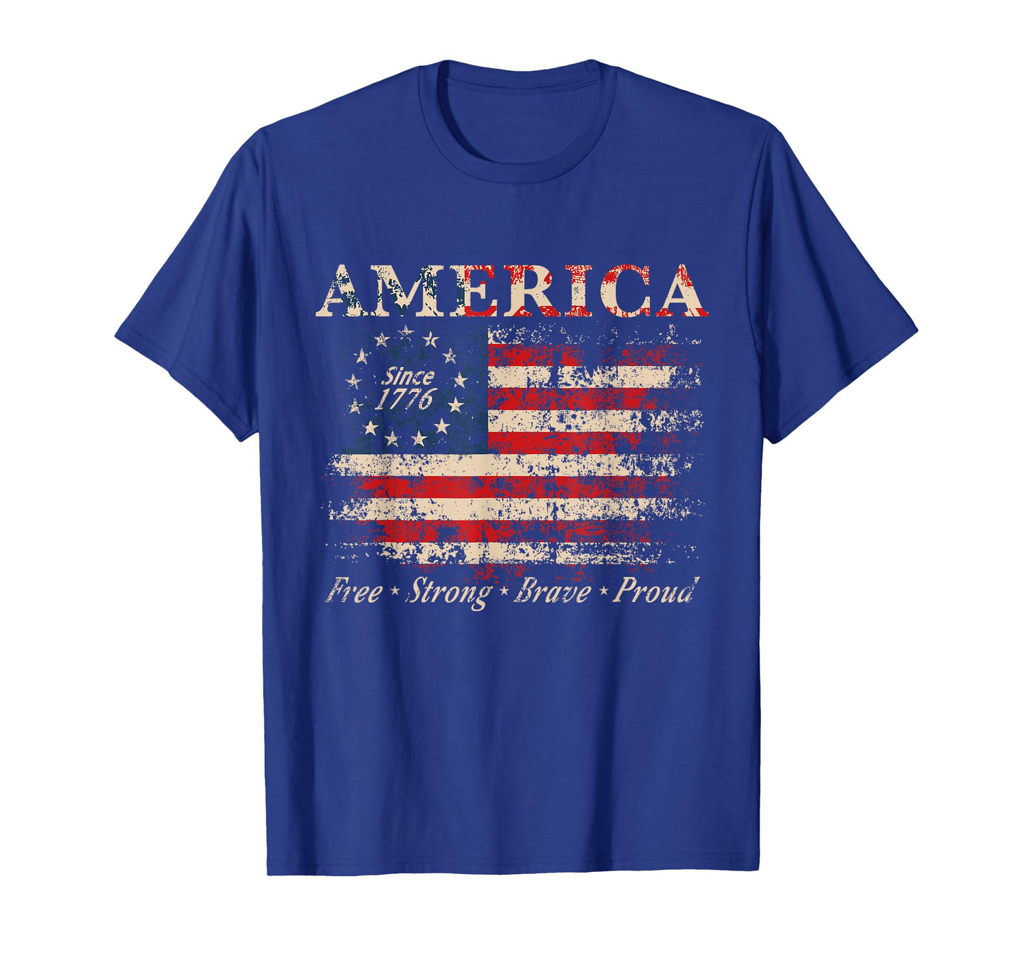 Distressed American Flag Patriotic USA Vintage 1776 T-Shirt