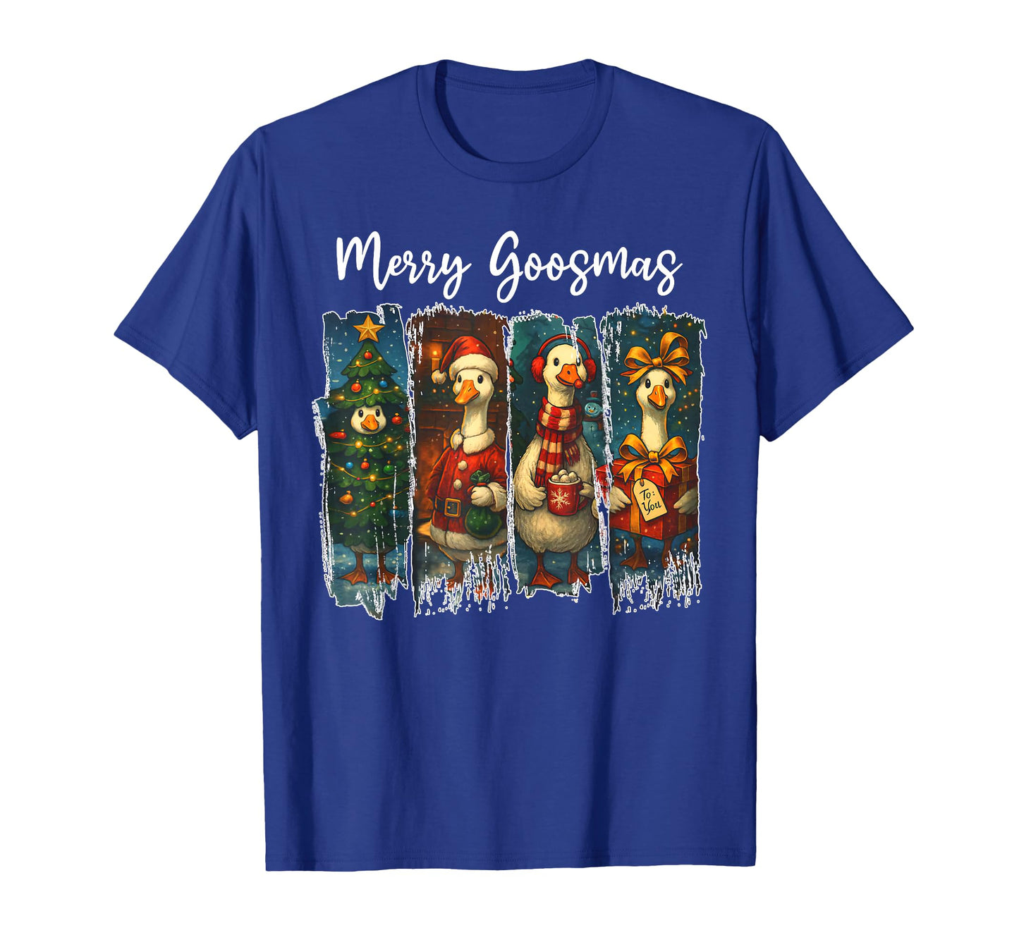 Funny Retro Merry Goosemas Christmas Silly Goose Xmas Lights T-Shirt