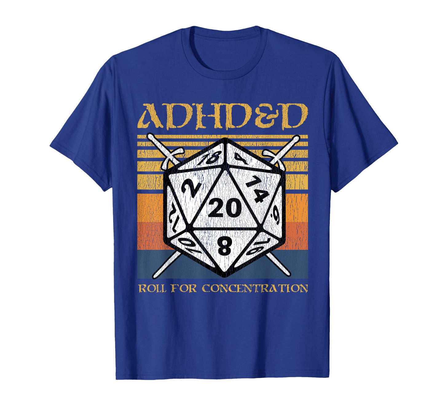 ADHD&D Roll For Concentration Retro Funny Table Top Gamer T-Shirt